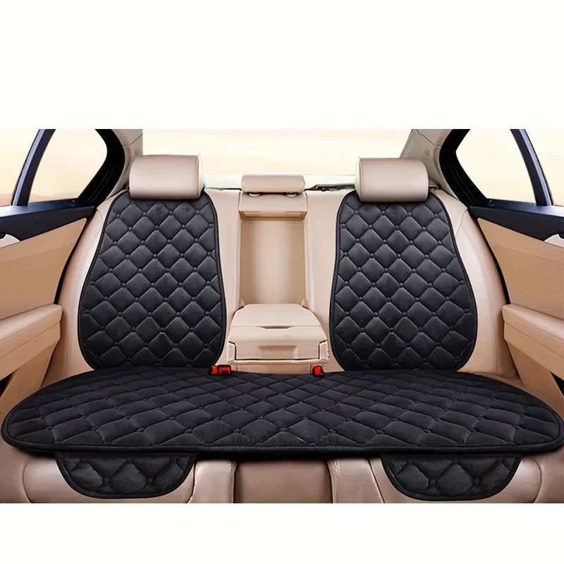 Thick Plush Car Seat Cushion Set - Warm Anti-Slip Three-Piece Winter Seat Covers