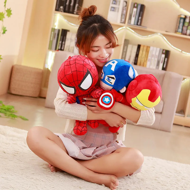 Big Cartoon Superhero Plushies — Captain America, Spider-Man & Iron Man Soft Stuffed Dolls for Kids Birthday Gifts