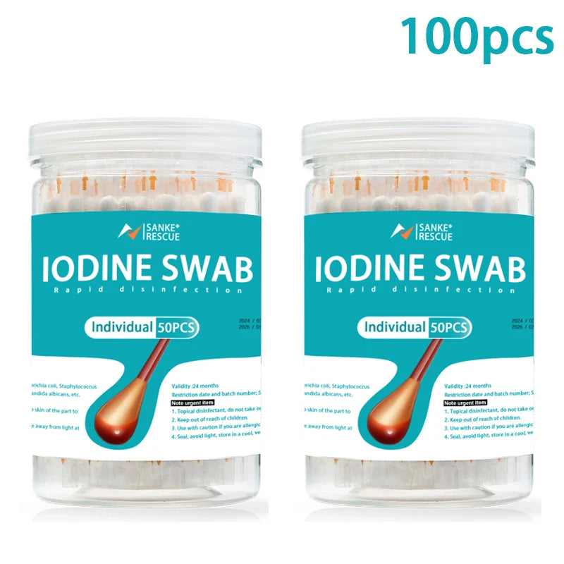 Portable First Aid Organizer Box – Double Cotton Swab Storage Kit with Alcohol and Iodophor Swabs