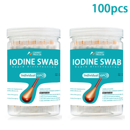 Portable First Aid Organizer Box – Double Cotton Swab Storage Kit with Alcohol and Iodophor Swabs