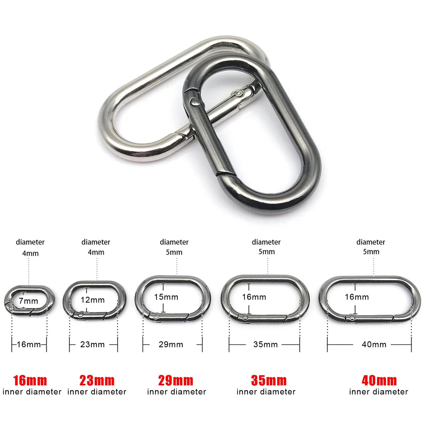 Oval Spring O-Ring Leather Bag Strap Buckle & Keyring Pendant - Snap Clasp Clip for Keychain & Dog Chain