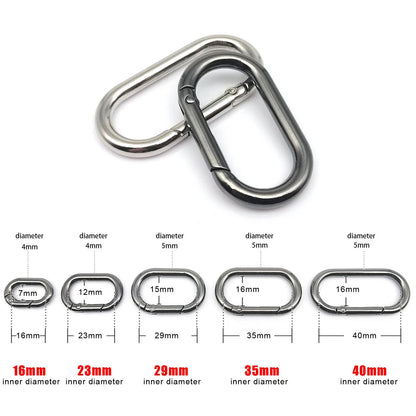 Oval Spring O-Ring Leather Bag Strap Buckle & Keyring Pendant - Snap Clasp Clip for Keychain & Dog Chain