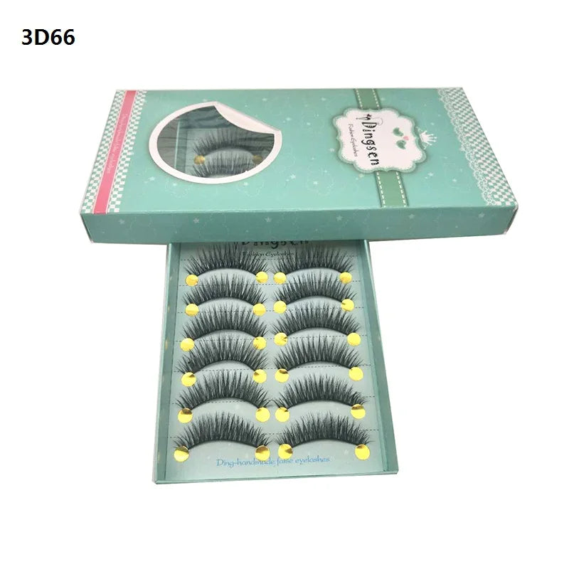 DINGSEN 10 Pairs Handmade Eyelash Fans – Individual False Lashes for Beauty & Makeup, Factory Price