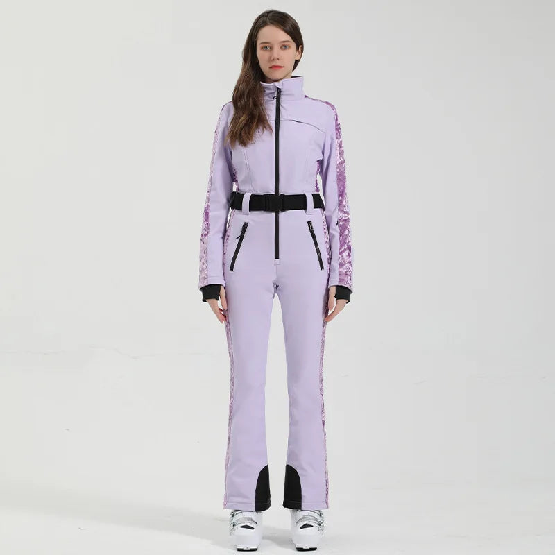 Gsou Women’s Winter Snow Jumpsuit – One-Piece Ski Suit, Thermal Waterproof & Windproof Outdoor Sportswear for Snowboarding