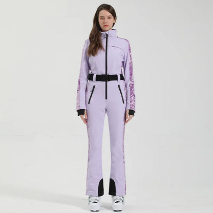 Gsou Women’s Winter Snow Jumpsuit – One-Piece Ski Suit, Thermal Waterproof & Windproof Outdoor Sportswear for Snowboarding