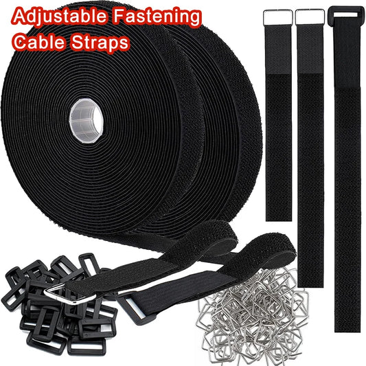 5M Hook & Loop Cable Straps with 20 Buckles – Adjustable Cut-to-Length Nylon Cinch Straps for Cable Organization