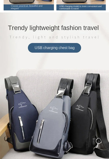 Men's Waterproof Oxford Chest Bag – Korean Style Casual Sport Crossbody Shoulder Messenger Bag
