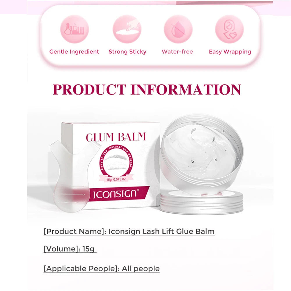 ICONSIGN Lash Glue Balm – Fast Fixing Eyelash & Brow Lifting, Waterproof Wax Beauty Makeup Tool