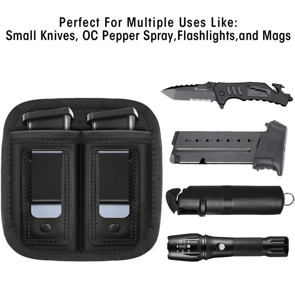 Nylon Magazine Pouch Holster – 9mm Concealed Carry Mag Case with Clip for Glock 19/21/92, Handgun Mag Pouch