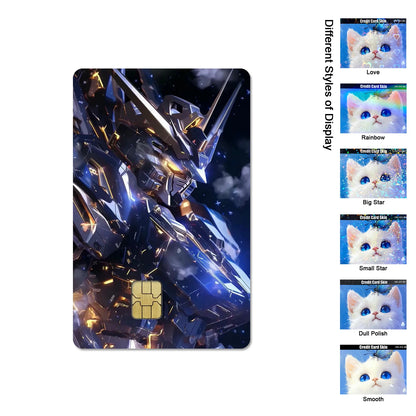 Gundam RX-78-2 & ZGMF-X19A Card Stickers - 2.5D HD Matte Waterproof PVC Skins for Credit and Debit Cards