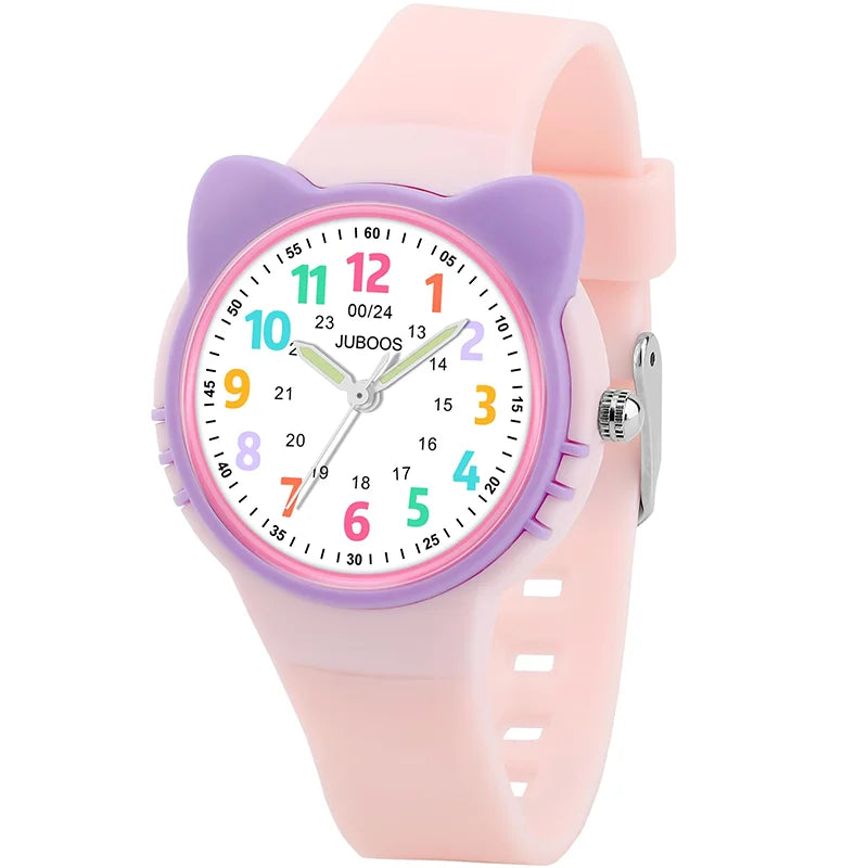 Kids Analog Learning Watch for Boys and Girls - Easy-to-Read 3ATM Waterproof Quartz Wristwatch for Ages 3–12