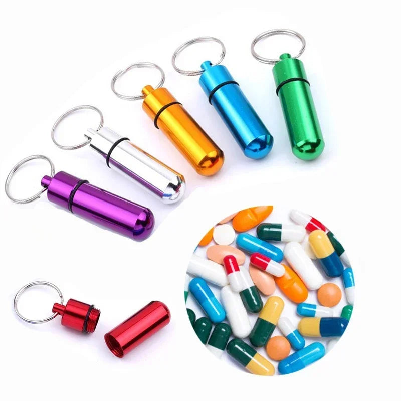 Portable Mini Travel Pill Box – Waterproof Medicine Capsule Container with Keychain for First Aid & Daily Use