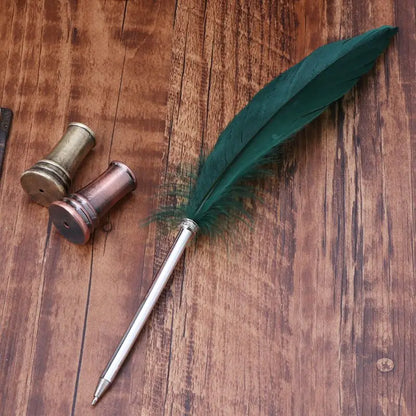 Feather Quill Dip Pen with Insertion Holder – Elegant School & Office Supplies Gift