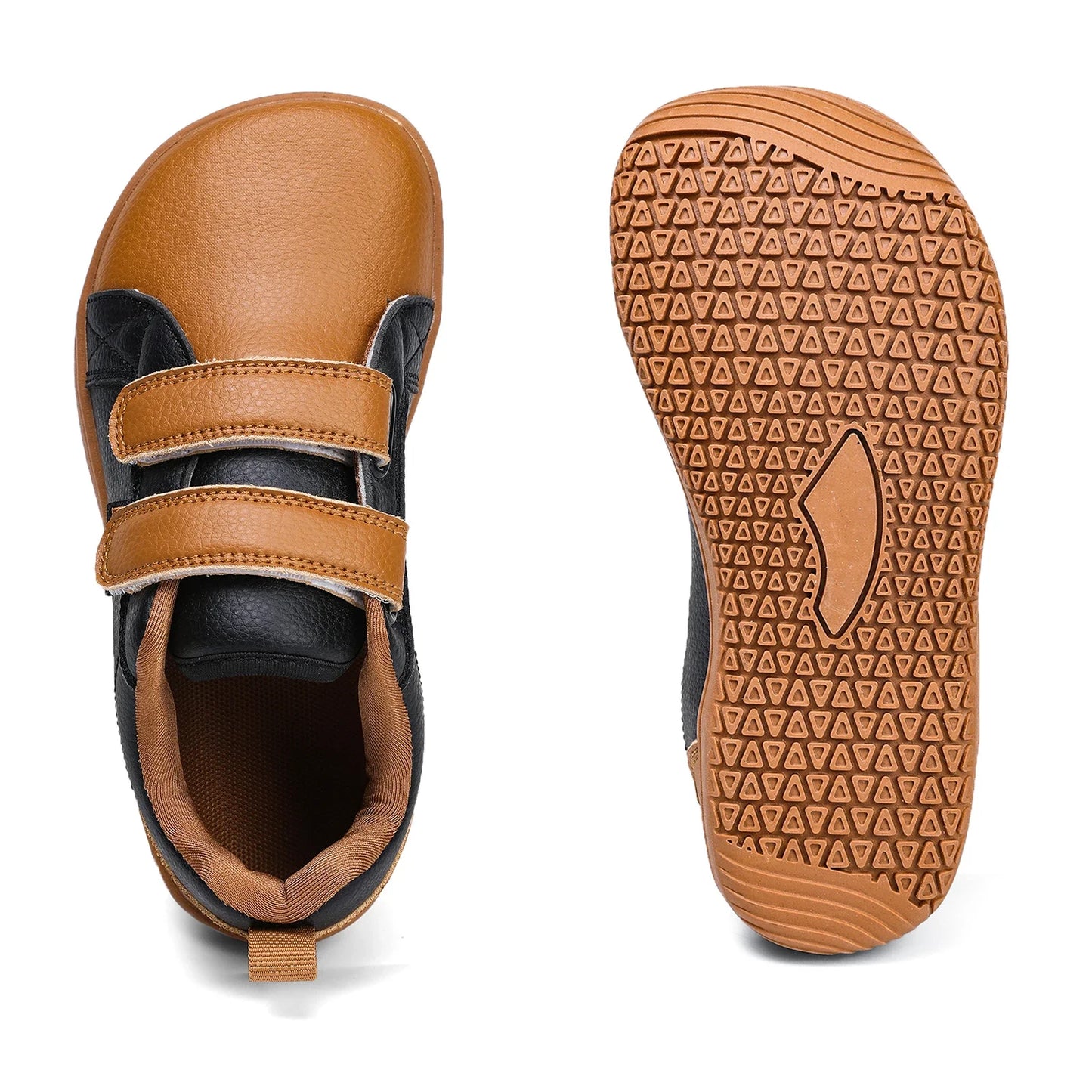 Kids Barefoot Shoes – Wide Toe Minimalist Sneakers for Boys & Girls, Lightweight Artificial Leather Walking Flats with Hook & Loop Closure