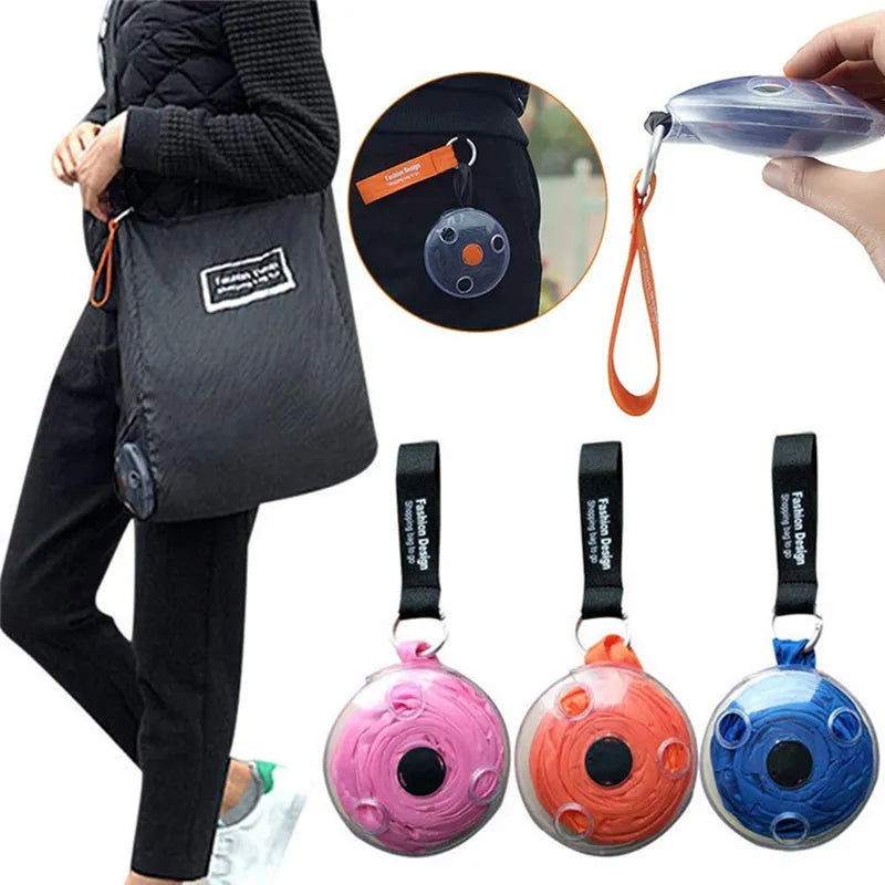 Multifunctional Eco-Friendly Telescopic Disc Shopping Bag - Super Small, Portable, and Reusable Folding Storage Solution