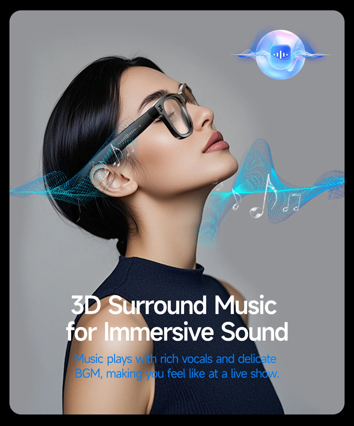 2025 Smart Glasses — Bluetooth Camera, Video Recording, AI Photo Recognition, 100+ Language Translation, Music Player for Men and Women