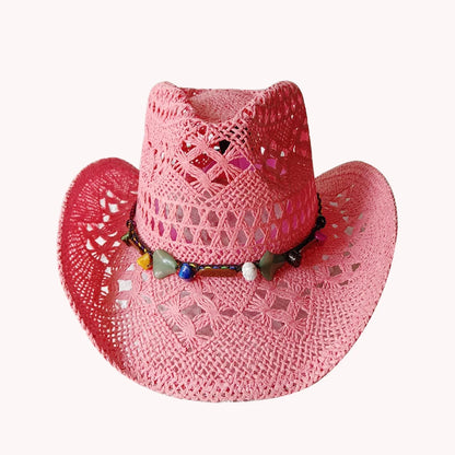 Melesh Western Women's Mint Green Cowboy Hat – Straw, Wide Brim, Plasticity Strong for Sunshine & Beach Wear