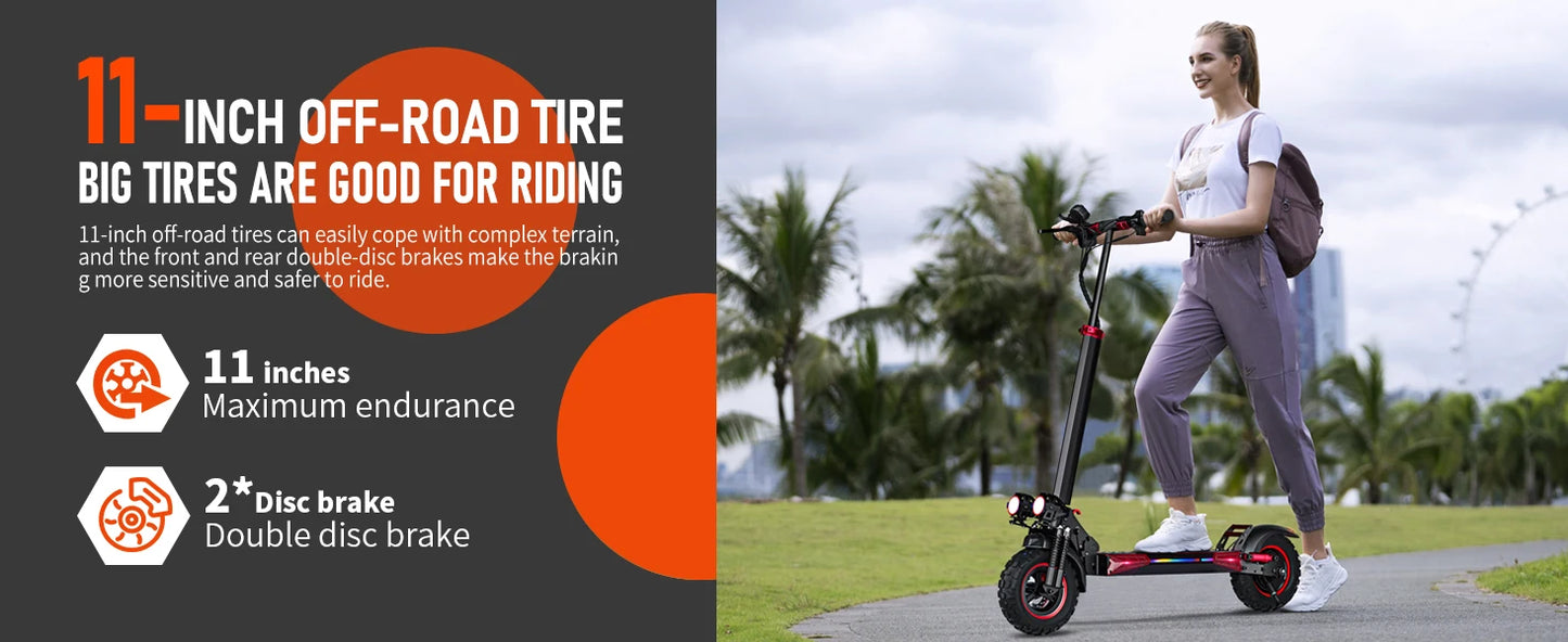 J11MAX Foldable Electric Scooter for Adults — 48V 1200W, 18Ah, 11" Off-Road Tires, Waterproof Smart E-Scooter