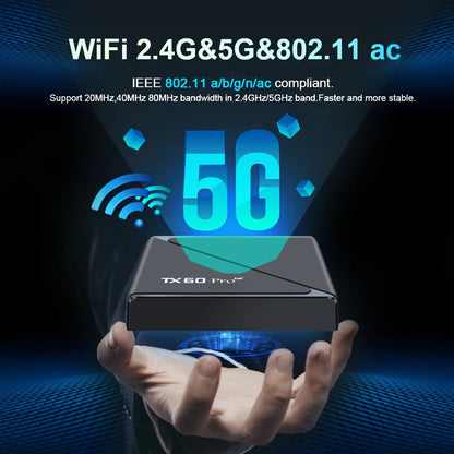 Android 16 Smart TV Box — Allwinner H313 Quad-Core, Dual WiFi 2.4G/5G, 14K Media Player with Voice Remote (16G/256G)