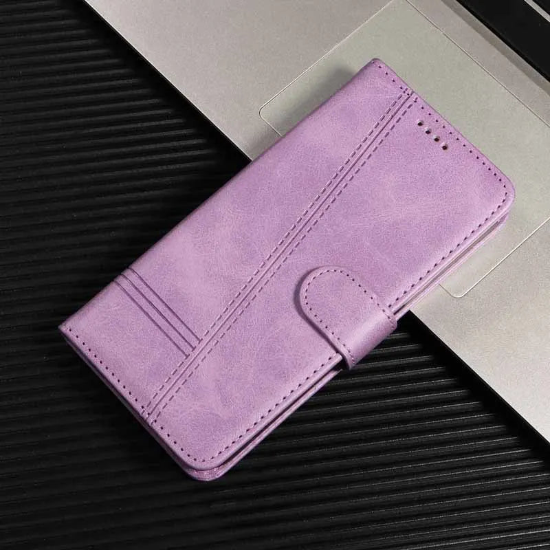 Leather Flip Wallet Case for Motorola Moto G & E Series (G13–G85, E13–E14) – Card Holder Stand Book Cover