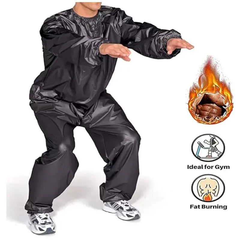 PVC Sauna Suit for Men & Women – Waterproof Anti-Rip Weight Loss Gym Fitness Workout Sportswear