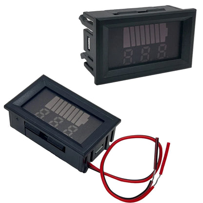 Car Battery Charge Level Indicator - 12V 24V 36V 48V 60V 72V Lithium Battery Capacity Meter, LED Tester and Voltmeter