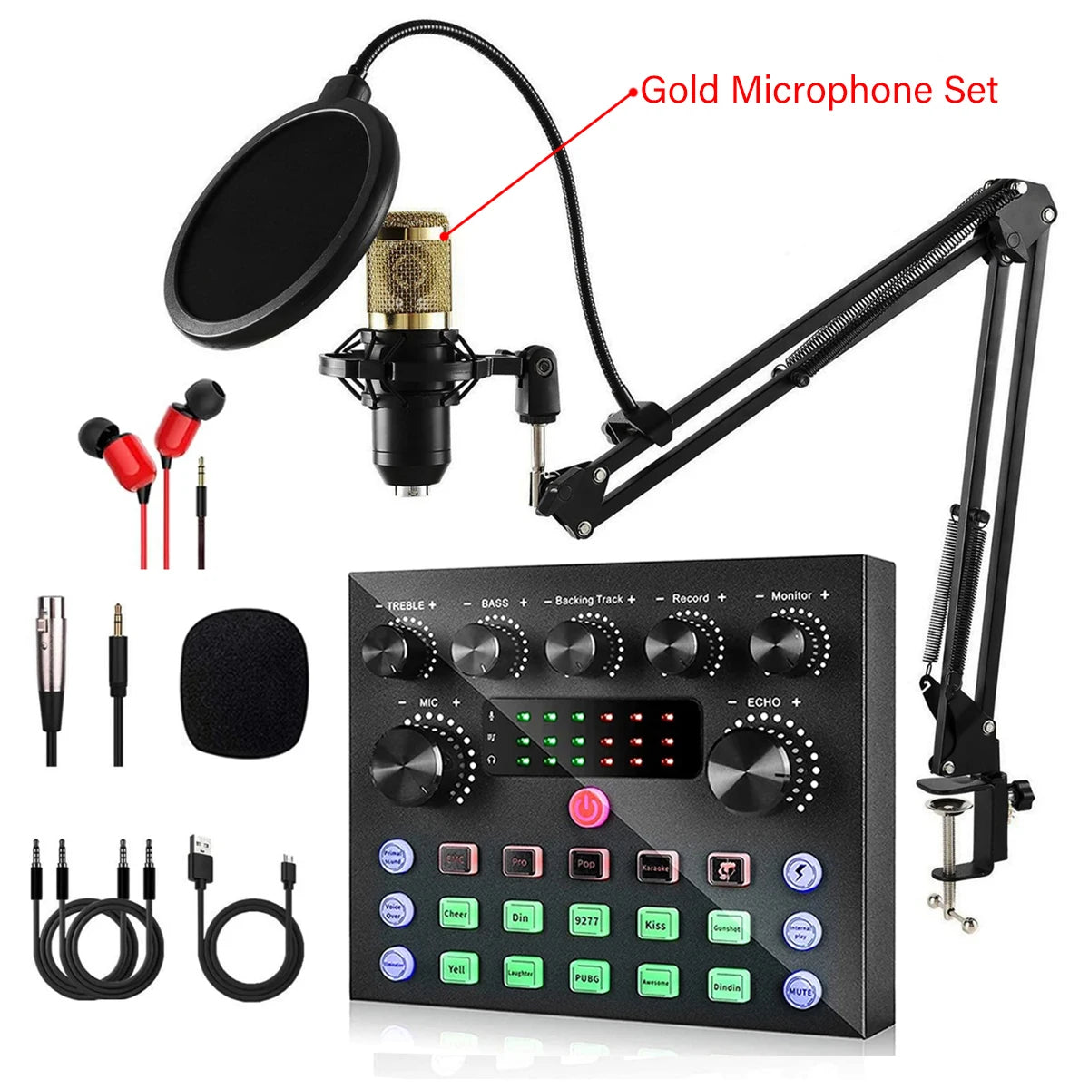 V8S Live Sound Card Bundle - Professional Microphone Recording Equipment for Podcast, DJ, Music & Live Streaming