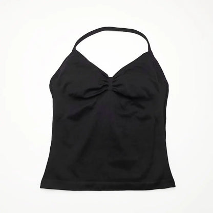 Women’s Longline Strappy Sports Yoga Vest Open Back Gym Tank Top Halter Running Fitness Bra Workout Top NCLAGEN Impact Style