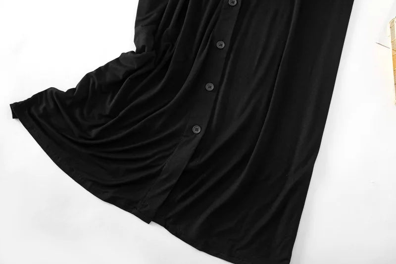 Women’s Modal Short-Sleeve Night Dress – Mid-Length Cotton Sleep Top with Buttons, Plus Size Pajamas