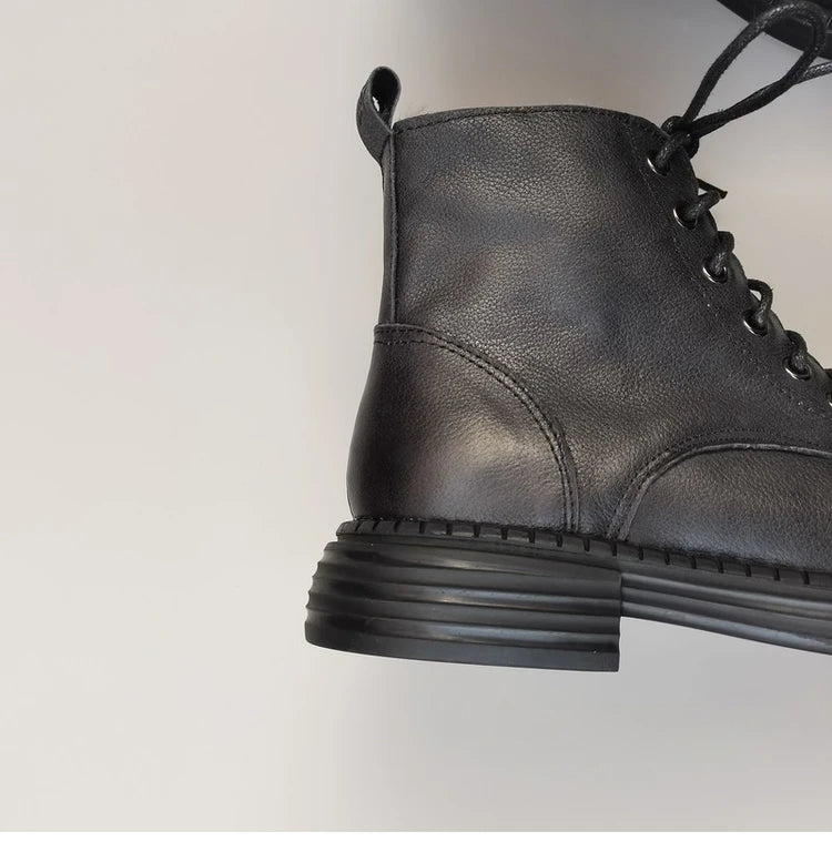 Careaymade 100% Genuine Leather Wide Casual Women’s Short Boots – Big Size, Handmade Men’s Wool Boots
