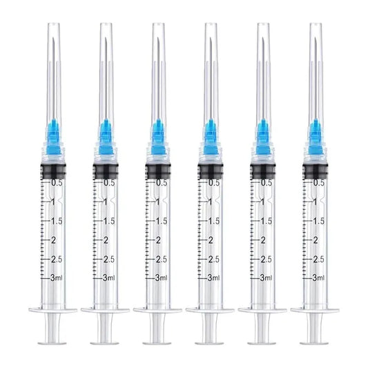 20 Pack 3ml Disposable Luer Lock Syringes with 23G 1" Stainless Steel Needles – Individually Sealed for Pet & Farm Animal Use