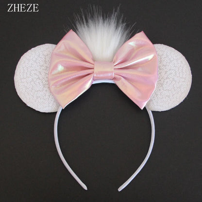 Disney Cartoon Mouse Ears Headband - Sequin Bow Hair Accessory for Girls, Birthday Parties & Cosplay