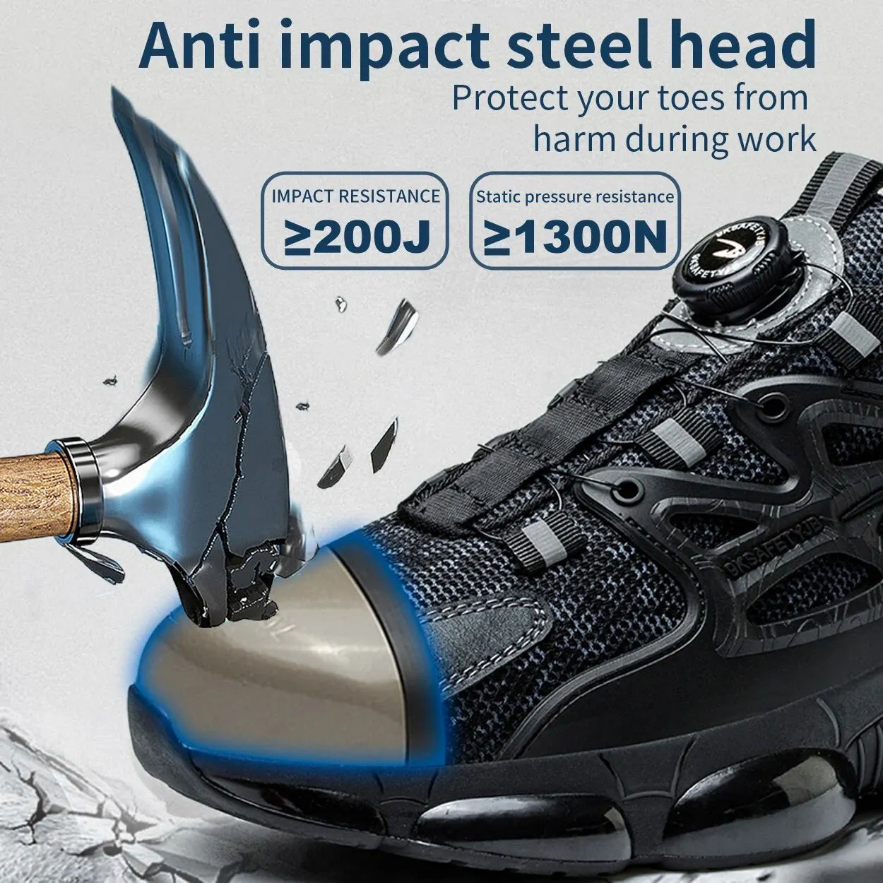 Steel Toe Men’s Work Boots – Lightweight Indestructible Safety Shoes, Anti-Smash & Anti-Puncture Sneakers