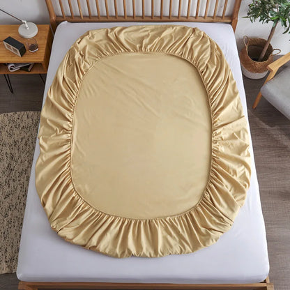 Cotton Fitted Sheet - Non Slip Elastic Band Mattress Cover for Single, Double, King & Queen Beds