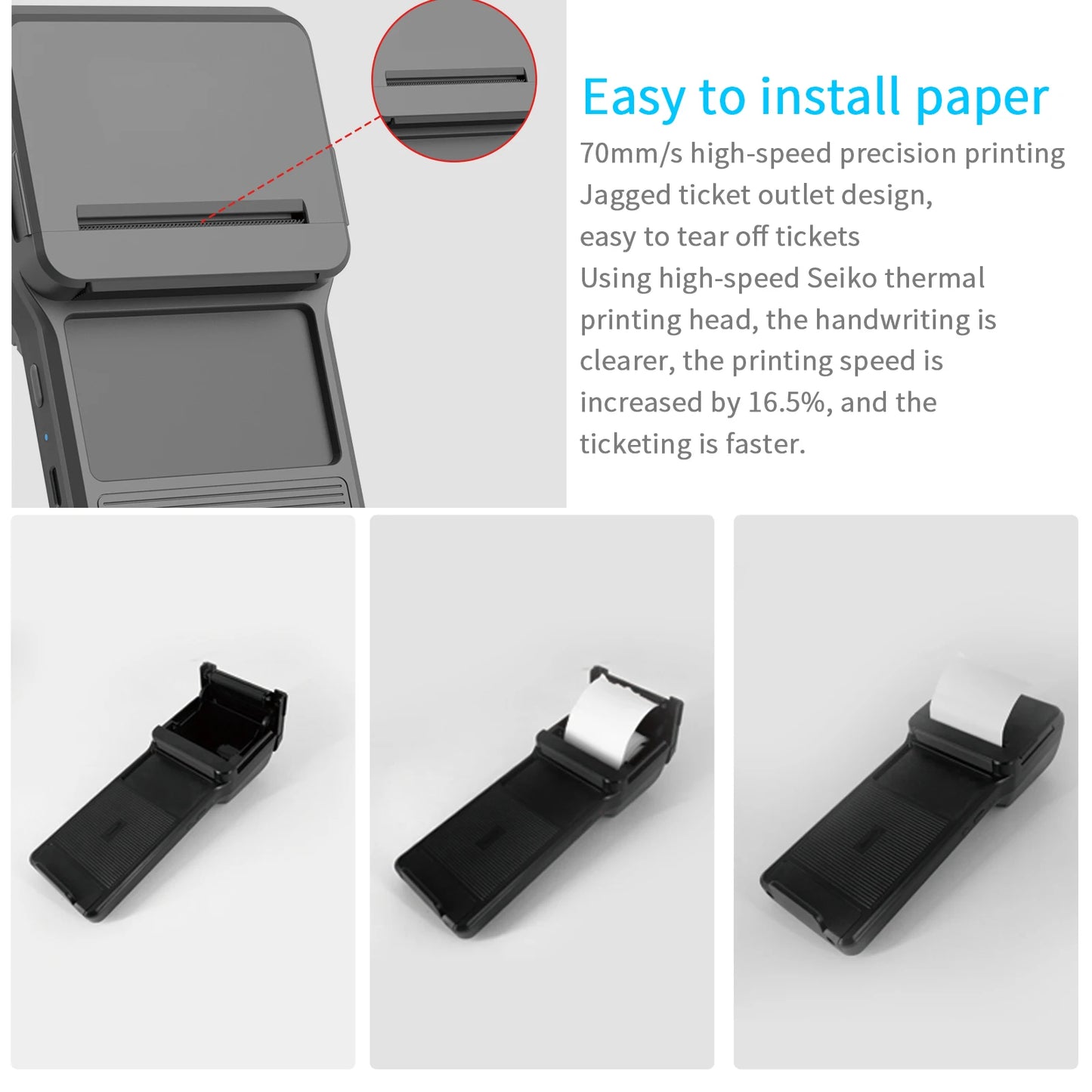 58mm Thermal Printer & 2D Bluetooth Scanner - 2-in-1 Mobile Back Clip with 7.4V 3000mAh Battery