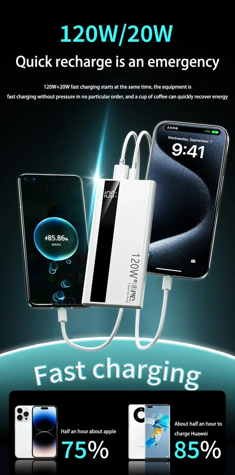 Xiaomi 500000mAh High-Capacity Power Bank — 120W Super Fast Charging Portable Battery Charger for iPhone, Samsung, Huawei