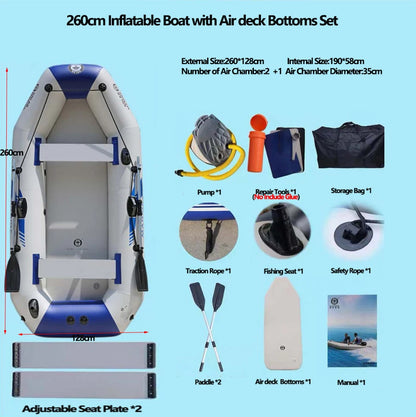 PVC 3-Layer Inflatable Boat – Wear-Resistant Fishing Kayak for 2-6 Persons, Rowing Canoe & Sports Boat