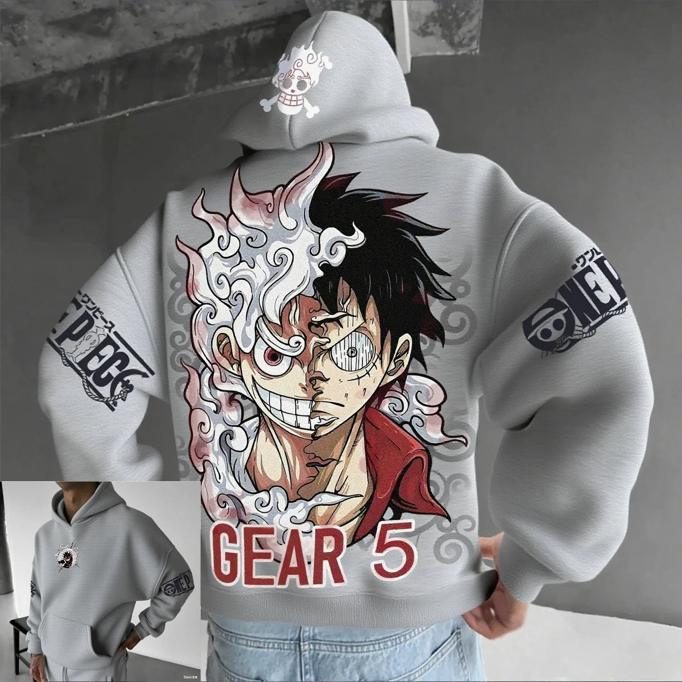 One Piece Luffy Gear 5 Anime Hoodie – Unisex Streetwear Pullover Sweatshirt