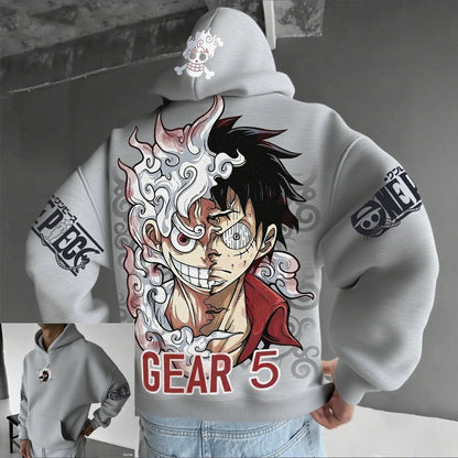 One Piece Luffy Gear 5 Anime Hoodie – Unisex Streetwear Pullover Sweatshirt