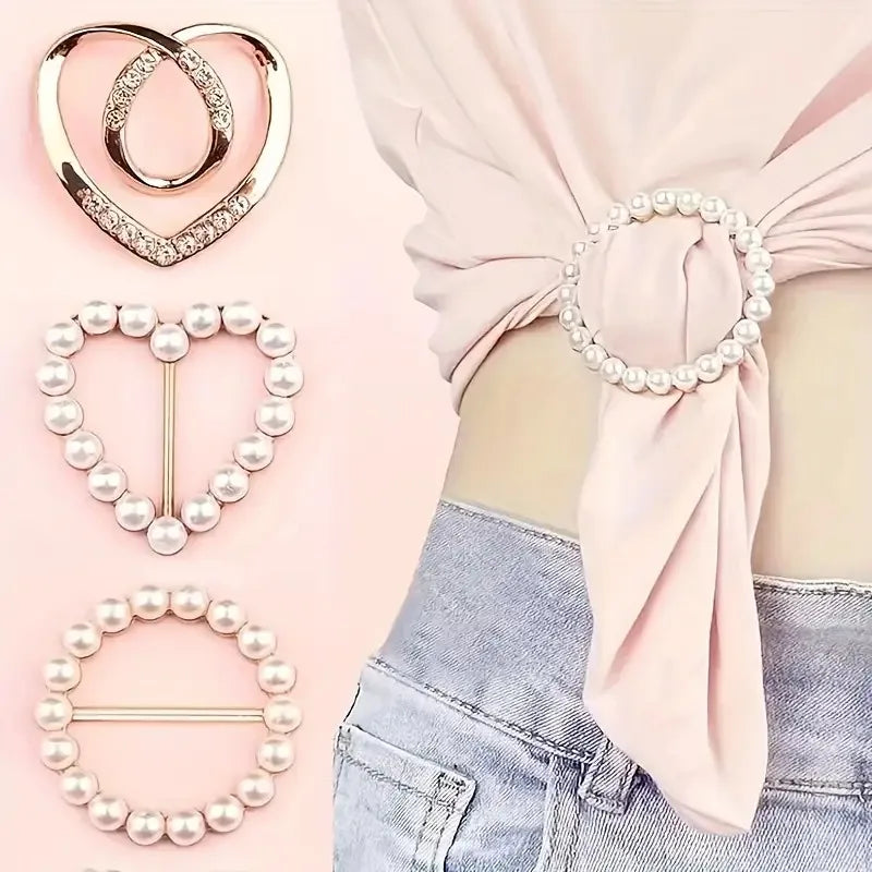 Elegant Alloy Brooch Pins with Pearls & Rhinestones – Minimalist Irregular Shapes, Fashion Accessory for Garments & Scarves