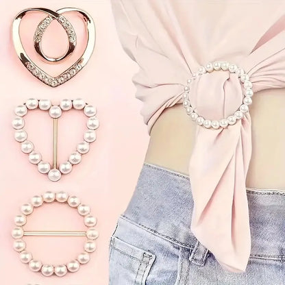 Elegant Alloy Brooch Pins with Pearls & Rhinestones – Minimalist Irregular Shapes, Fashion Accessory for Garments & Scarves