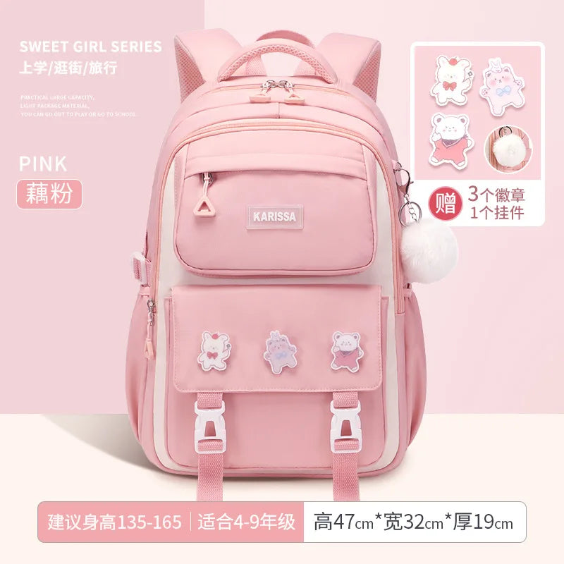 Girls’ School Backpack Set – Kawaii Water-Resistant Bookbags for Elementary Kids, Primary School Bag