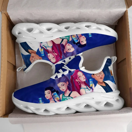 Kids Cartoon Print Parent-Child Sneakers - Lightweight Breathable Lace-Up Casual Shoes for Spring