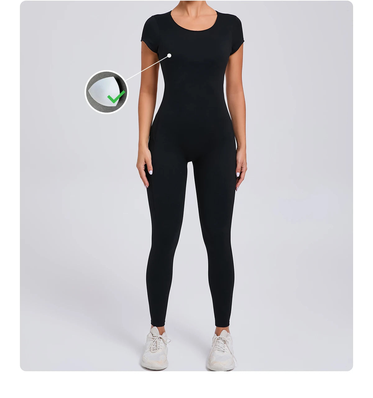 Women’s One-Piece Padded Backless Yoga Romper – Quick-Dry Workout Bodysuit & Sports Jumpsuit