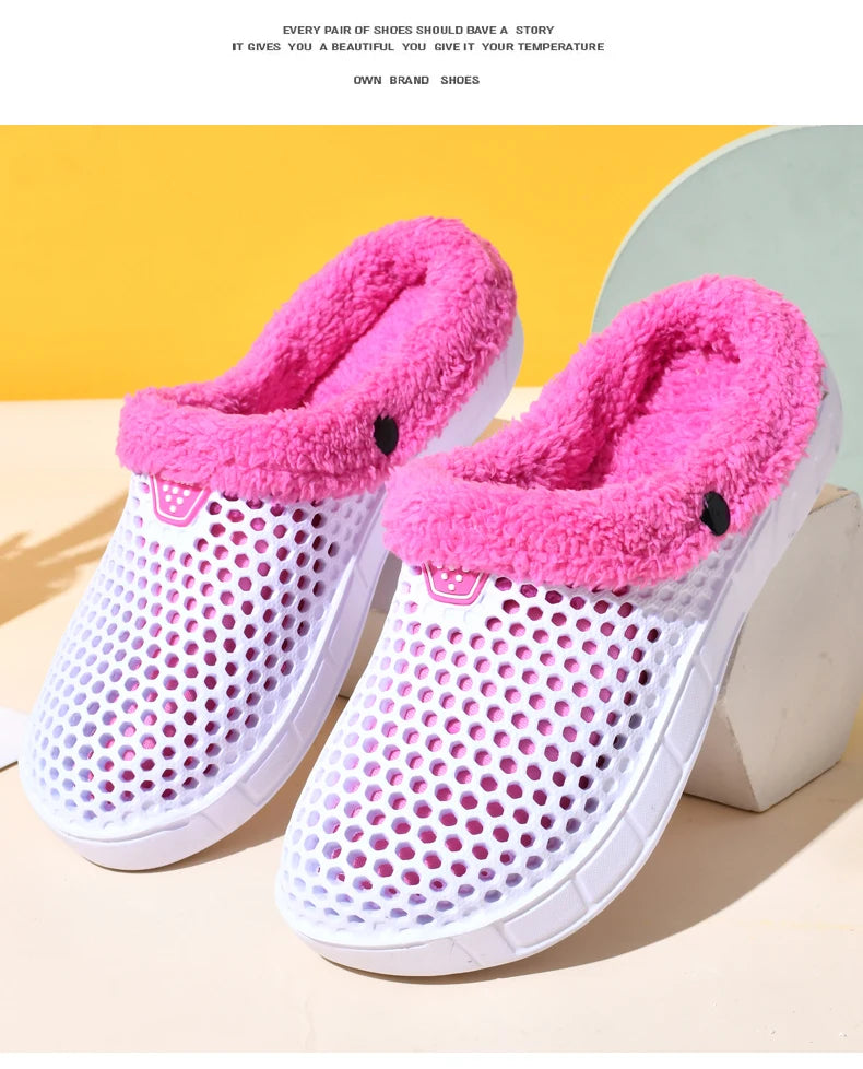 Couple Cotton Slippers – Winter Warm Plush Velvet Thickened Clogs for Men & Women