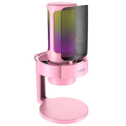 FIFINE A8 USB Microphone with RGB, Touch Mute & Headphone Output for Recording & Streaming on PC Mac