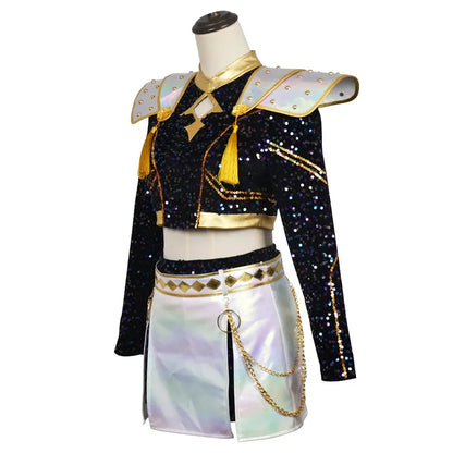 Women's Black Shiny Cosplay Suit - Halloween Party & Birthday Show Costume Outfit