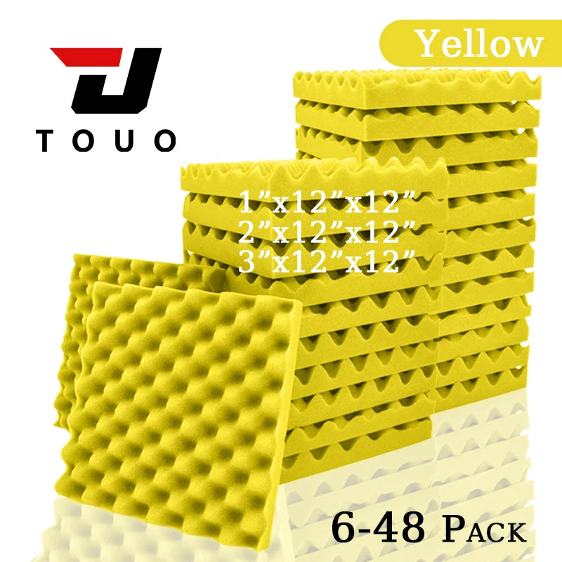 High-Density Acoustic Foam Panels – Egg Crate Soundproof Wall & Ceiling Noise Absorption Tiles (6-48 Pack)