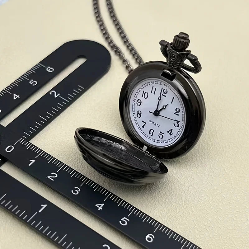 Gothic Black Raven Pocket Watch - Quartz Alloy Pendant Necklace Watch for Men, Women & Kids