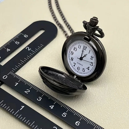 Gothic Black Raven Pocket Watch - Quartz Alloy Pendant Necklace Watch for Men, Women & Kids